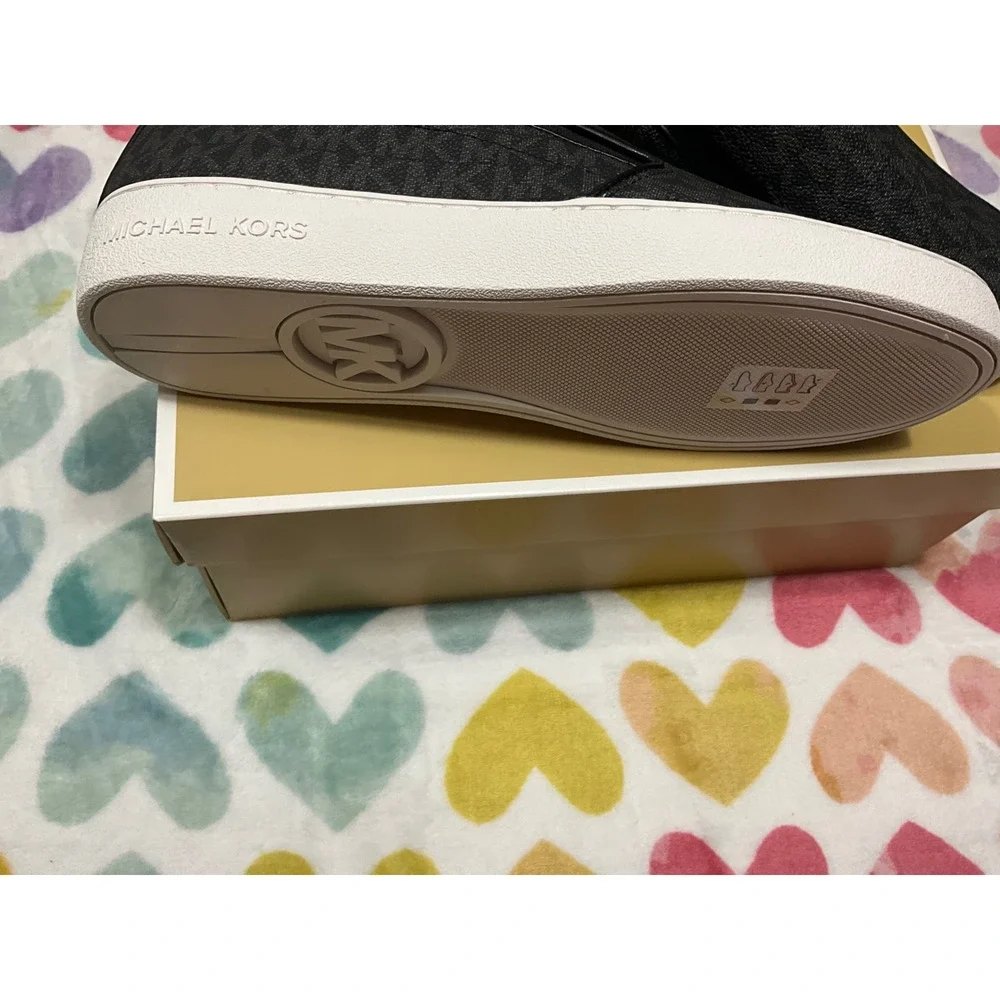 MICHAEL KORS Women's MK Signature Slip On Sneakers Black Size 8.5